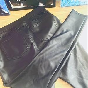Express Black Faux Leather Leggings with Back Patch Pockets